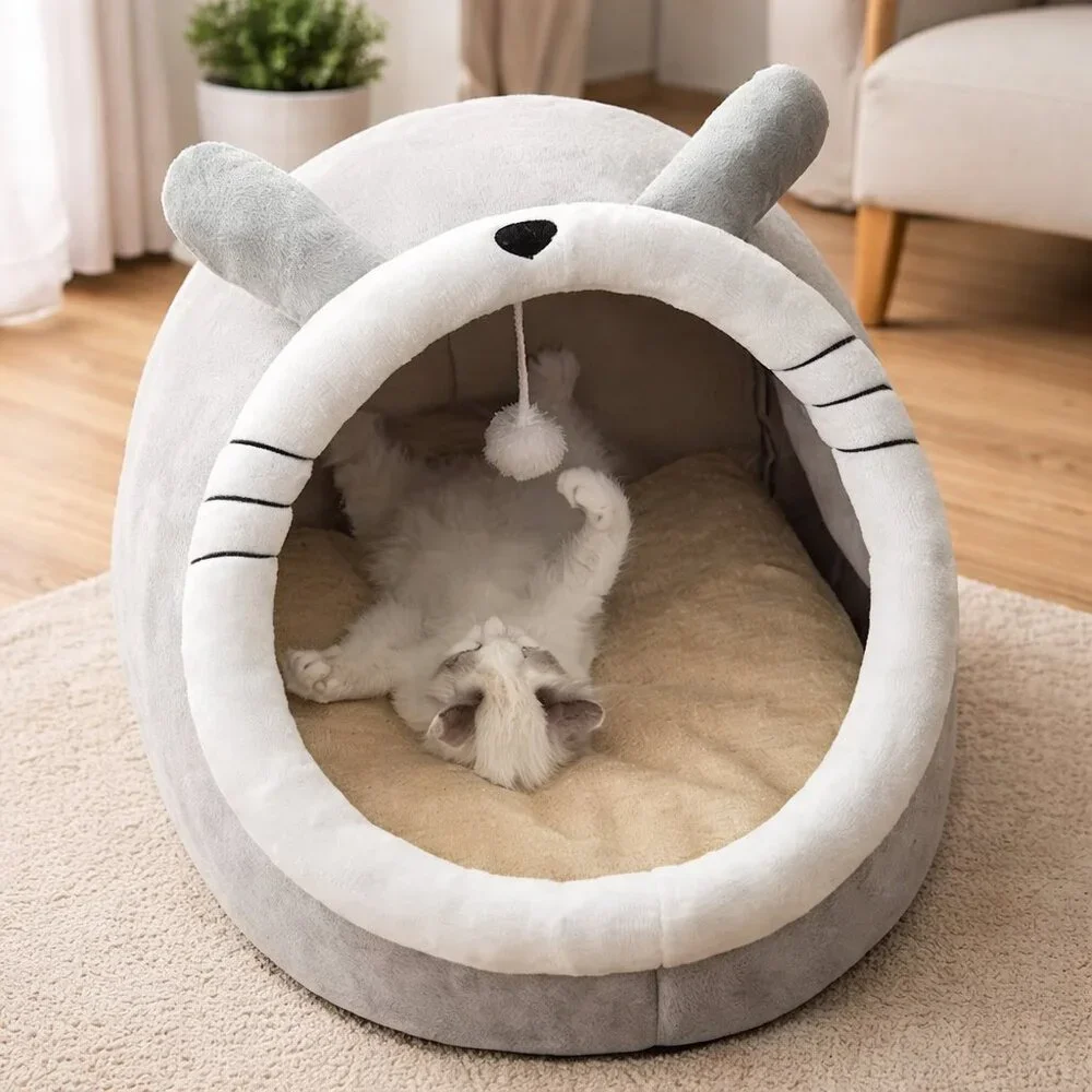Pet Tent Cave Bed for Cats Small Dogs Self-Warming Cat Tent Bed Cat Hut Medium